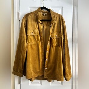 Democracy Suede Corduroy Mustard Yellow Shirt Jacket